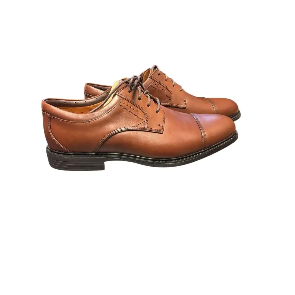 Clarks Unstructured Brown Leather Oxford Dress Shoe Men’s Comfort Lace Up 10-1/2